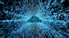 Futuristic Cloud Computing Animation and Binary Code. Digital Data Flow. Cybersecurity Concept. Artificial Intelligence, Online Storage, Technology Background, Information Network 3D Illustration 4k - Powered by Shutterstock - Get 15% off with code: PIKWIZARD15