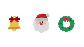 Christmas wreath with golden bell and Santa head in festive animation. Motion graphic loop perfect for holiday greetings, ads, invitations, and creative projects. - Powered by Shutterstock - Get 15% off with code: PIKWIZARD15