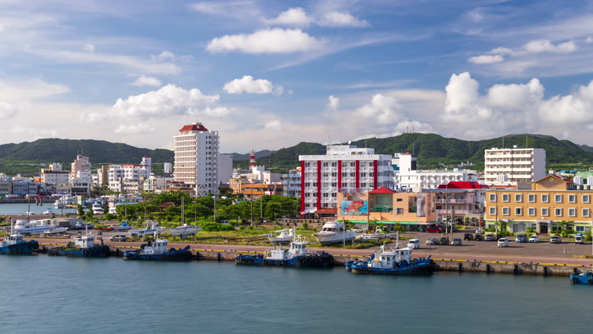 Ishigaki, Okinawa, Japan townscape on the coast in the afternoon.