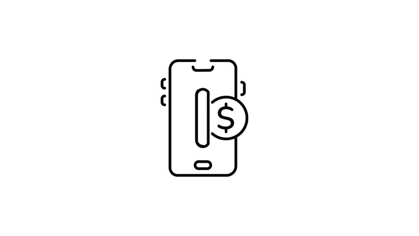 A linear animated icon representing an online payment
