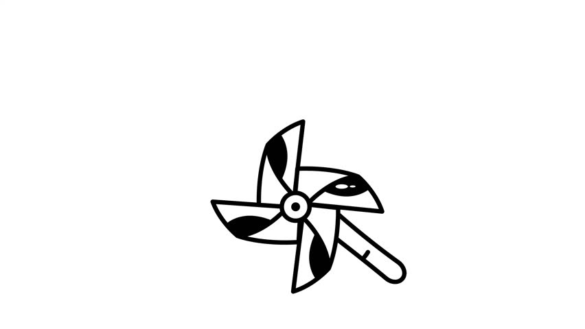 A hand drawn style animated icon showing a paper pinwheel