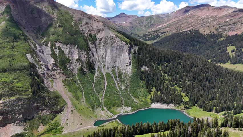 Aerial View of Emerald Lake Under Elk Mountains, Scenic Landscape of Colorado USA