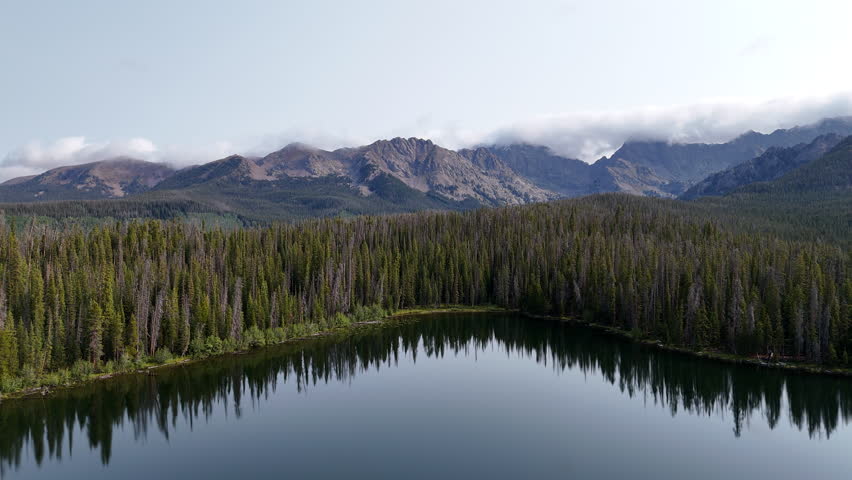 Aerial View of Lost Lake, White River National Forest, Colorado USA, Pristine Landscape in Summer Season