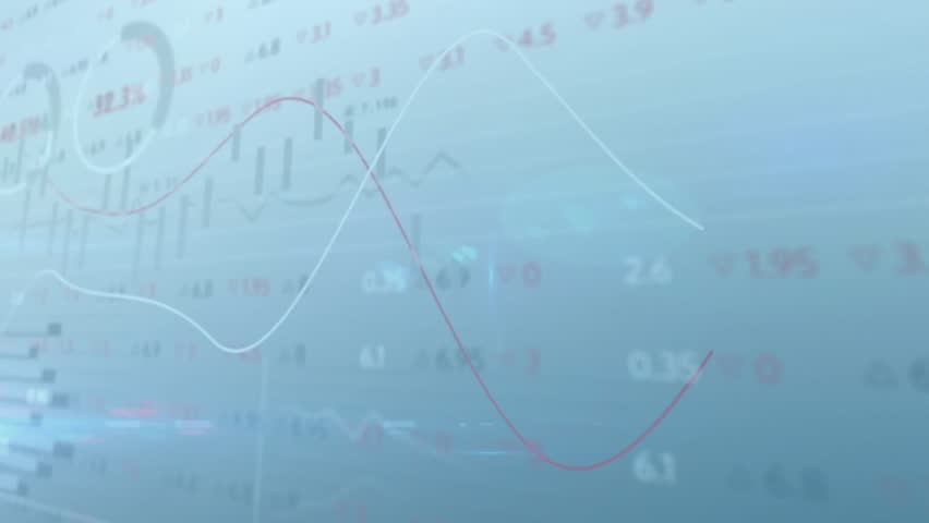 Fading data overlays over clouds, dual lines moving with pulsing bars illustrating market trends. Abstract, data visualization, market analysis, financial forecasting, futuristic, digital interface, - Powered by Shutterstock - Get 15% off with code: PIKWIZARD15
