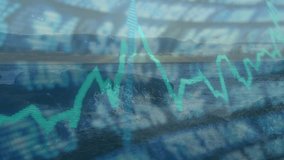 Calm waves lapping rocks initiating scrolling ticker data, pulsing teal graph showing market trends. Seashore, data visualization, financial analytics, ocean scenery, digital overlay, market - Powered by Shutterstock - Get 15% off with code: PIKWIZARD15