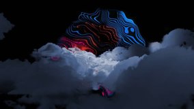 Cloud layer shifting, revealing neon shape rippling with color-changing waves showing neon contours. Abstract, futuristic, luminous, dynamic, digital art, volumetric, vibrant - Powered by Shutterstock - Get 15% off with code: PIKWIZARD15