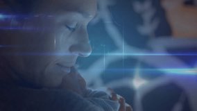 Seated man leaning over smartphone screen, initiating animated icons forming social network overlay. Technology, connectivity, digital, social, networking, modern, communication - Powered by Shutterstock - Get 15% off with code: PIKWIZARD15