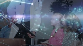 Medical overlay fading in as physician approaching mom daughter, pointing chart, offering clipboard. Healthcare, consultation, telemedicine, professional, patient, medical, technology - Powered by Shutterstock - Get 15% off with code: PIKWIZARD15