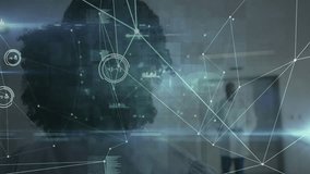 Woman standing in clinic activating data overlay scanning profile for diagnosis as doctor speaking. Futuristic, healthcare, analysis, innovation, technology, professionalism, connectivity - Powered by Shutterstock - Get 15% off with code: PIKWIZARD15