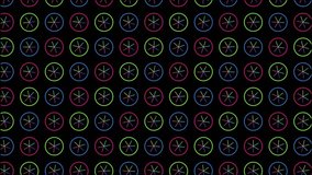 Seamless neon circles pattern animation with colorful geometric star-like shapes on a black background. Ideal for use in modern motion graphics, futuristic digital art, music visuals, abstract  - Powered by Shutterstock - Get 15% off with code: PIKWIZARD15