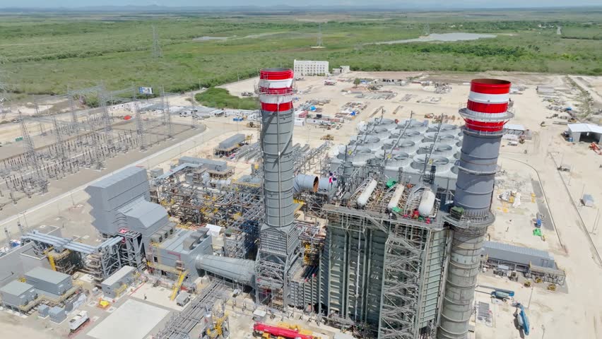 Aerial View Of Energy 2000 Power Plant Facility During Construction In Manzanillo, Dominican Republic.
