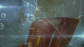 Soft light flickering starting amber panel emitting green lines linking numeric nodes for interface. Holography, data, visualization, technology, interface, digital, innovation - Powered by Shutterstock - Get 15% off with code: PIKWIZARD15