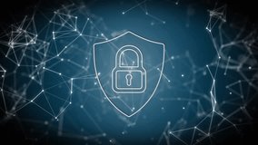 Network lines drifting initiating shield fading, revealing rotating brain in hand for data security. Cybersecurity, digital, protection, innovation, technology, security, connectivity - Powered by Shutterstock - Get 15% off with code: PIKWIZARD15