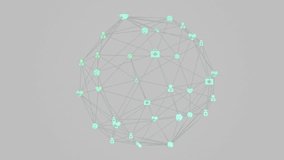 Forearm entering left guiding descending lightbulb with rotating Earth into pulsing icon network. Technology, innovation, connectivity, digital, futuristic, networking, sustainability - Powered by Shutterstock - Get 15% off with code: PIKWIZARD15