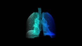 Blue and green light dot formation human lung model. Motion animated human lung in 3d virtual space. - Powered by Shutterstock - Get 15% off with code: PIKWIZARD15