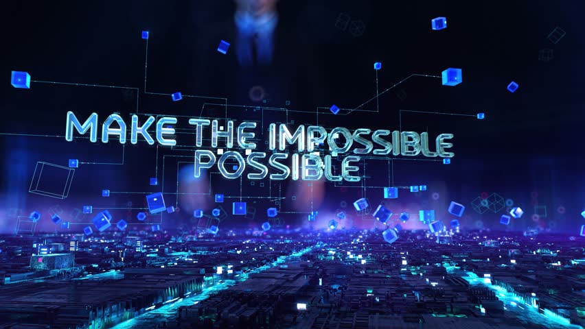 Make the Impossible Possible- businessman working with virtual reality at office.