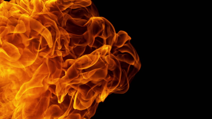 Super Slow Motion Shot of Fireball Transition Isolated on Black Background at 1000fps.