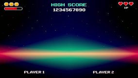 LEVEL UP icon. Pixel art. retro game. Retro Futurism Sci-Fi Background. glowing neon grid and stars from vintage arcade computer games - Powered by Shutterstock - Get 15% off with code: PIKWIZARD15