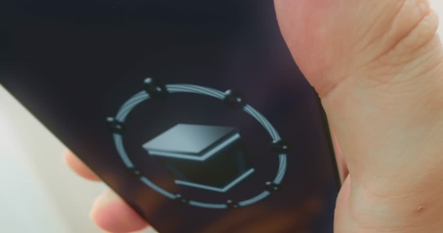 3D block surrounded by connected spheres, Blockchain illustration, presentation
