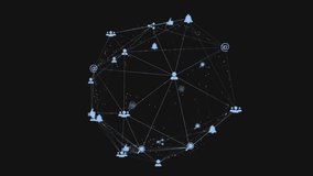 Code scrolling initiating network graph emerging and rotating over monitors for live data analysis. Data visualization, digital network, technological, cybersecurity, futuristic, interface, analytics - Powered by Shutterstock - Get 15% off with code: PIKWIZARD15