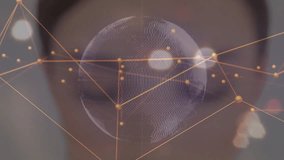 woman closing eyes sphere materializing pulsing technology nodes meshing on face visualizing data. Futuristic, innovation, abstract, digital, technology, visualization, connectivity - Powered by Shutterstock - Get 15% off with code: PIKWIZARD15