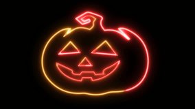 4k Loop Neon Glowing Scary Smiling Halloween Pumpkin Isolated on Black Background Illuminated Pumpkin Animation with Creepy Face Expression Happy Halloween Trick or Treat Neon Glowing Design Element. - Powered by Shutterstock - Get 15% off with code: PIKWIZARD15