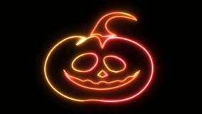 4k Loop Neon Glowing Scary Smiling Halloween Pumpkin Isolated on Black Background Illuminated Pumpkin Animation with Creepy Face Expression Happy Halloween Trick or Treat Neon Glowing Design Element. - Powered by Shutterstock - Get 15% off with code: PIKWIZARD15