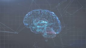 Activating grid triggers holographic brain rotating amid electric arcs to visualize neural network. Futuristic, technology, digital, innovation, abstract, neural, virtual - Powered by Shutterstock - Get 15% off with code: PIKWIZARD15