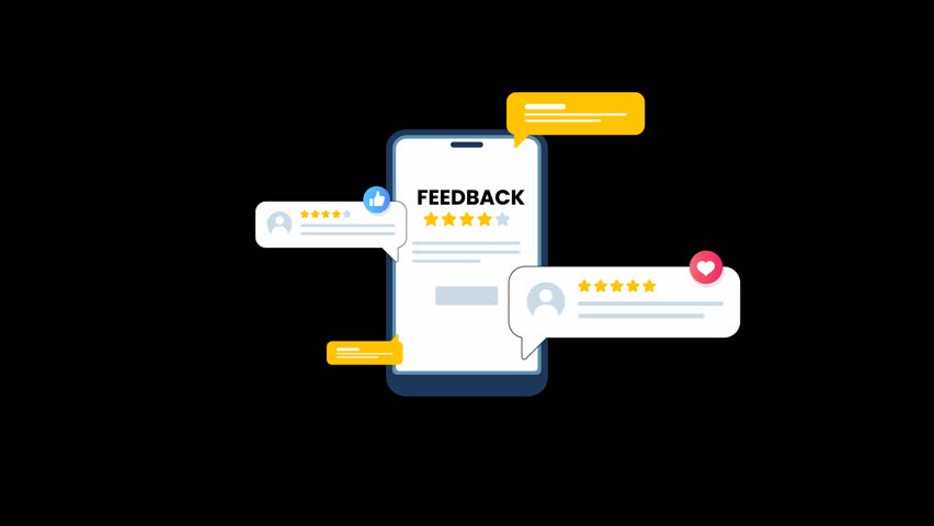 Mobile Phone Feedback and Star Rating Pop-Up – Customer Review Concept 2D Animation – Loop Business Video