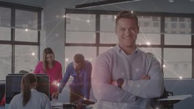 upon opening data dashboard project manager activating animated network pulsing across office team. Collaboration, teamwork, modern, technology, innovation, professional, digital - Powered by Shutterstock - Get 15% off with code: PIKWIZARD15