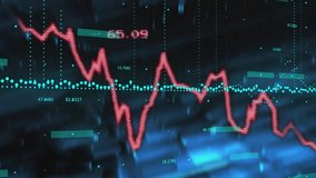 When receiving data feed red line graph dropping below baseline then surging to show volatility. Finance, analytics, monitoring, digital, business, trend, technology - Powered by Shutterstock - Get 15% off with code: PIKWIZARD15