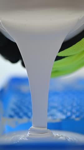 White Paint Pouting In A Tray During House Renovation, Vertical Video