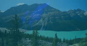 Lake holding static 2s, data fading, bars rising and charts sweeping visualizing market trends. Nature, landscape, data visualization, financial analysis, mountain scenery, digital overlay - Powered by Shutterstock - Get 15% off with code: PIKWIZARD15