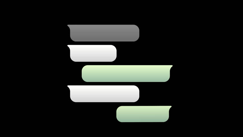 Animated messages scroll. Rolling social media chat UI clean text bubbles. Mobile scrolling conversation. Communication in messenger animation. Smartphone texting. Transparent Background MOV overlay