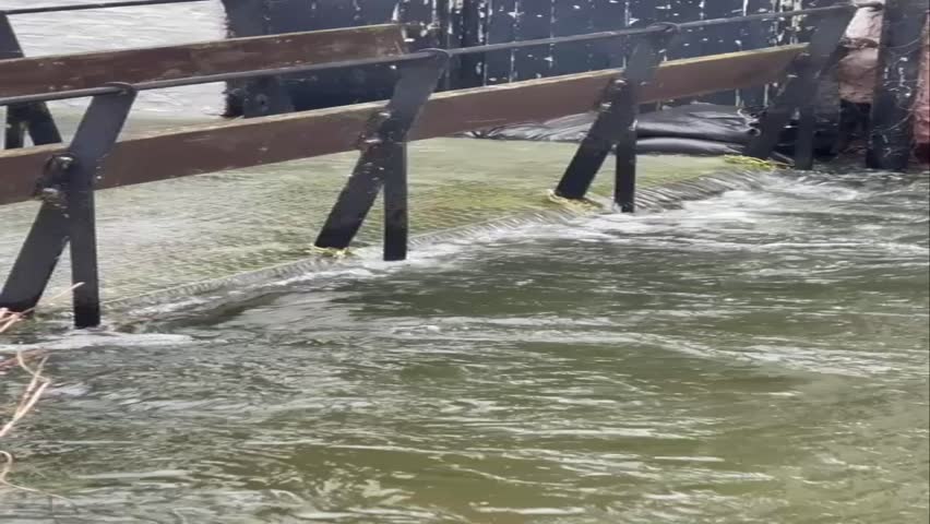 Flooded River, A Torrent Flows Over The Walkway