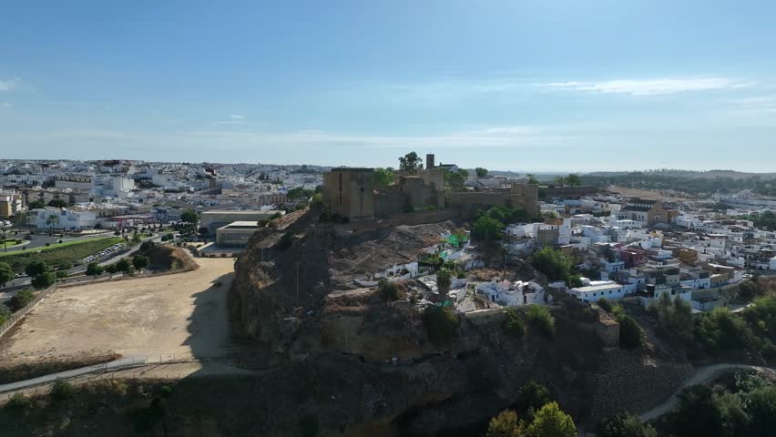 Aerial view of the castle of Alcala de Guadaira, Seville