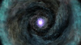 Mystical Space Tunnel Light Swirling Vortex. A deep, swirling tunnel of blue and green hues draws the eye to a vivid purple core, evoking cosmic mystery, science fiction imagery, and a sense of depth - Powered by Shutterstock - Get 15% off with code: PIKWIZARD15