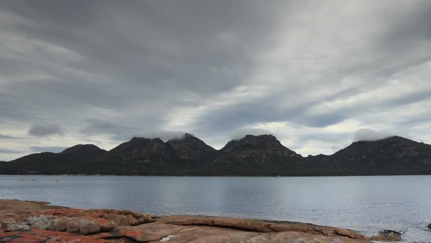 Time lapse of clouds over the Hazards, Coles Bay, Freycinet National Park, Tasmania