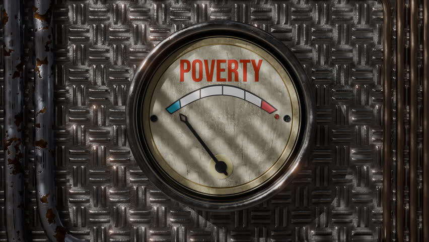 Poverty Meter Indicates Critical Level With Rusted Background and Textured Surface