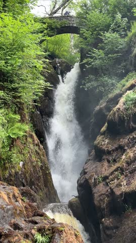 Penrith Watermillock Waterfall with Bridge Close up