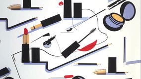 A bold pattern featuring powder kits, eyeliners, and makeup brushes layered over graffiti. This vibrant and editorial design reflects the fusion of makeup culture and modern pop art. - Powered by Shutterstock - Get 15% off with code: PIKWIZARD15