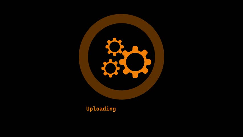 A dynamic cyan color loading animation, and processing to complete uploading animation . on a black background. and creating a stunning 4k video.