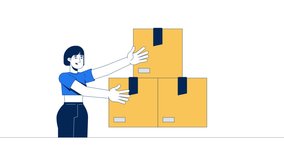 Frustrated asian woman promoting stack of cardboard boxes 2D character animation. Sad female with open arms presenting, giving up animated person cartoon 4K video isolated on white transparent - Powered by Shutterstock - Get 15% off with code: PIKWIZARD15