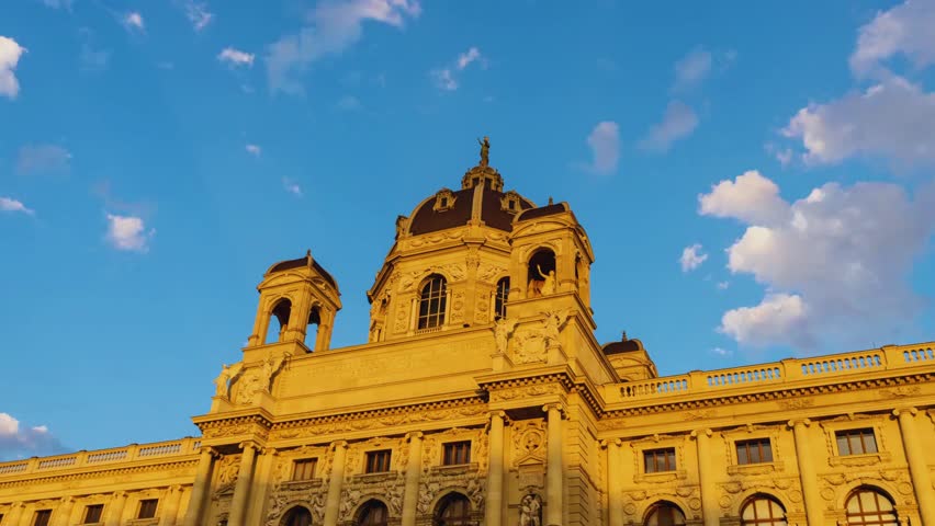 Exterior view of the Museum of Art History in Vienna, Austria, showcasing historic architecture, cultural heritage, European landmark, and famous tourist attraction in the city center.