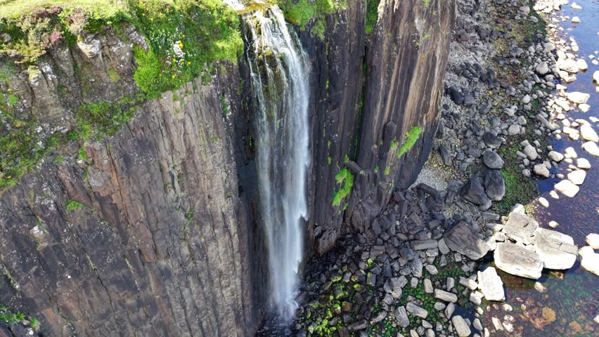 Discovering the breathtaking waterfalls of the Isle of Skye in Scotland from above