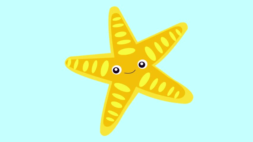 Colorful flat vector animation scene featuring a starfish sea animal in its natural underwater habitat, perfect for marine education, ocean-themed projects, kids’ content, and creative aquatic illus