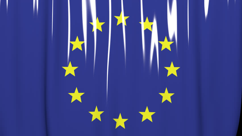 European Union Curtain Flag Transition Animation on Alpha Channel, Loop

