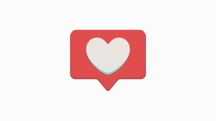 Red like notification badge animation with white love heart icon inside on white, black, and green screen background. 4K animated for love notification, social media engagement, and motion graphic.