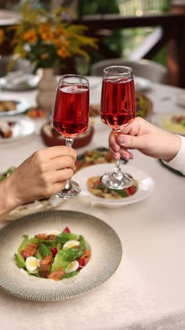 Festive banquet table in a restaurant. Served with delicious dishes. 