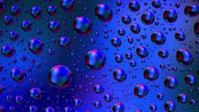 Close-up view of water droplets on a surface, reflecting vibrant blue, purple, and pink hues, creating a mesmerizing abstract pattern. - Powered by Shutterstock - Get 15% off with code: PIKWIZARD15